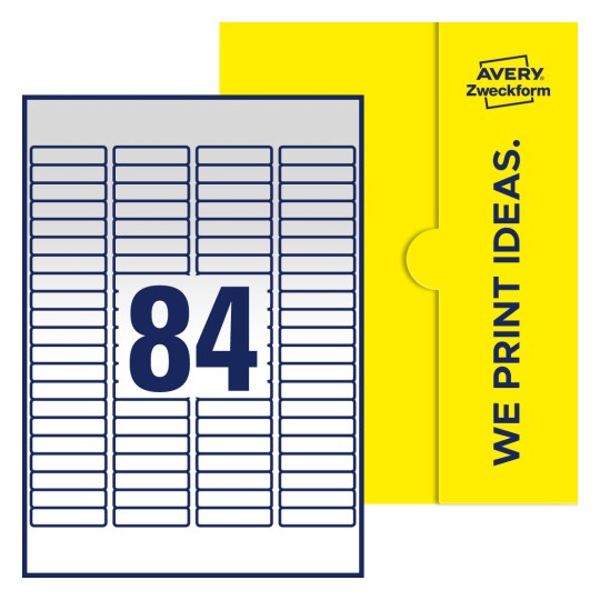 84 st. etiketter per ark. - Fyrkantiga etiketter, 46 x 11,1 mm