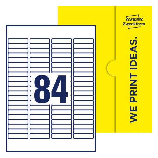 84 st. etiketter per ark. - Fyrkantiga etiketter, 46 x 11,1 mm