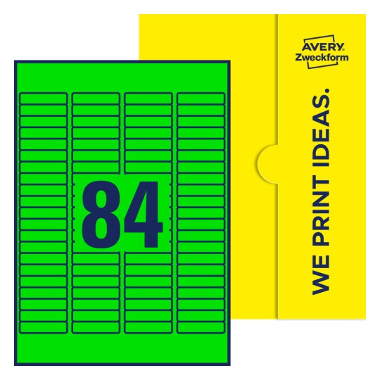 84 st. etiketter per ark. - Fyrkantiga etiketter, 46 x 11,1 mm
