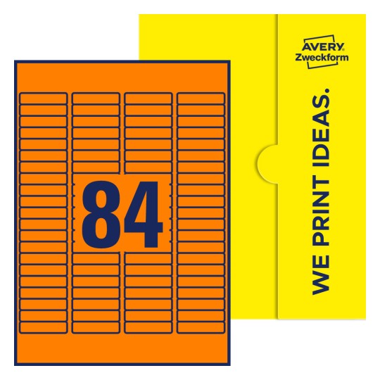 84 st. etiketter per ark. - Fyrkantiga etiketter, 46 x 11,1 mm