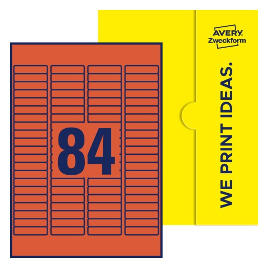 84 st. etiketter per ark. - Fyrkantiga etiketter, 46 x 11,1 mm
