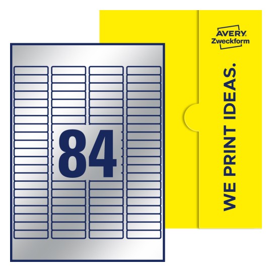 84 st. etiketter per ark. - Fyrkantiga etiketter, 46 x 11,1 mm