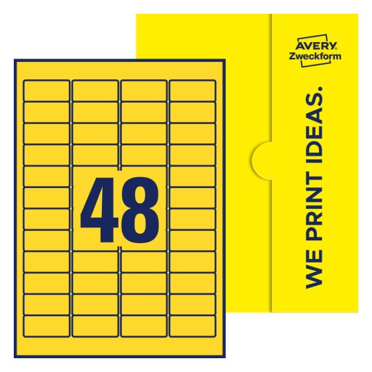 48 st. etiketter per ark. - Fyrkantiga etiketter, 45,7 x 21,2 mm