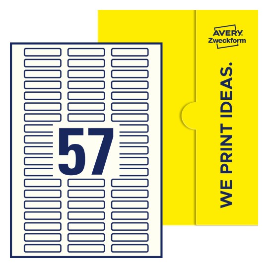 57 st. etiketter per ark. - Fyrkantiga etiketter, 50 x 10 mm