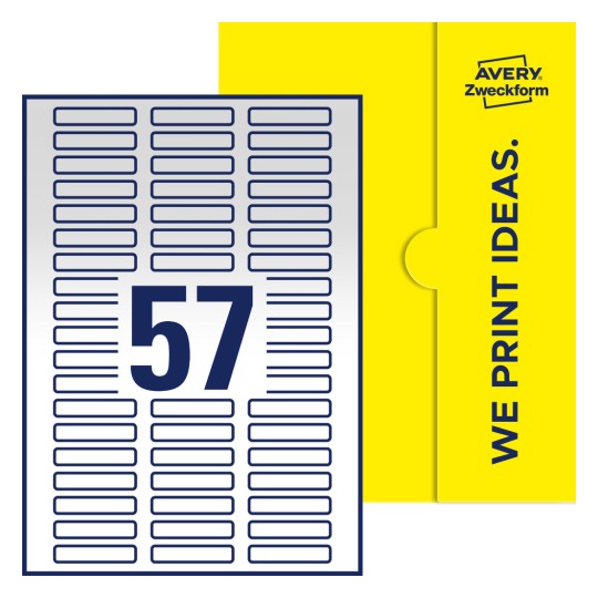 57 st. etiketter per ark. - Fyrkantiga etiketter, 50 x 10 mm