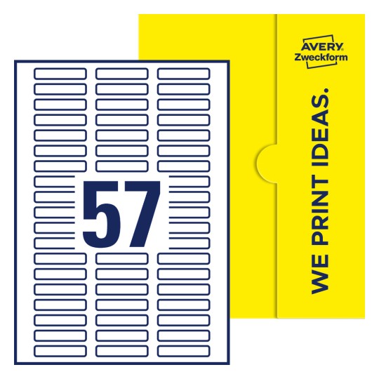 57 st. etiketter per ark. - Fyrkantiga etiketter, 50 x 10 mm