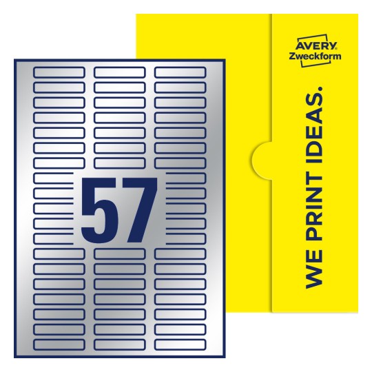 57 st. etiketter per ark. - Fyrkantiga etiketter, 50 x 10 mm