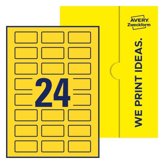 24 st. etiketter per ark. - Fyrkantiga etiketter, 50 x 25 mm