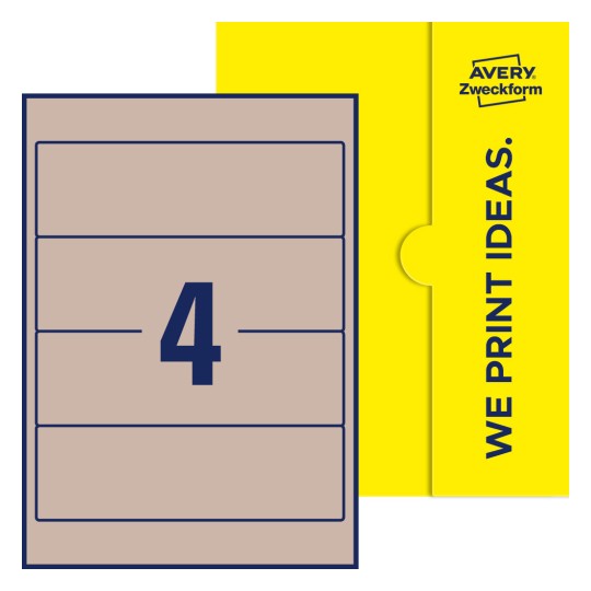 4 st. etiketter per ark. - Fyrkantiga etiketter, 59 x 192 mm