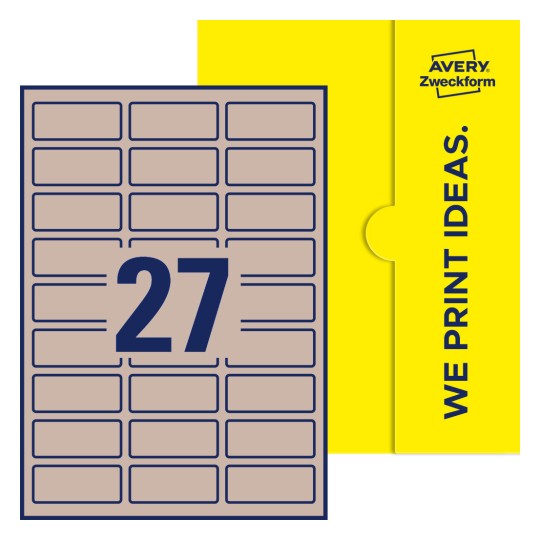 27 st. etiketter per ark. - Fyrkantiga etiketter, 60 x 25 mm