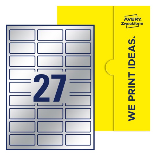 27 st. etiketter per ark. - Fyrkantiga etiketter, 60 x 25 mm