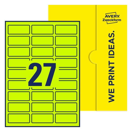27 st. etiketter per ark. - Fyrkantiga etiketter, 60 x 25 mm