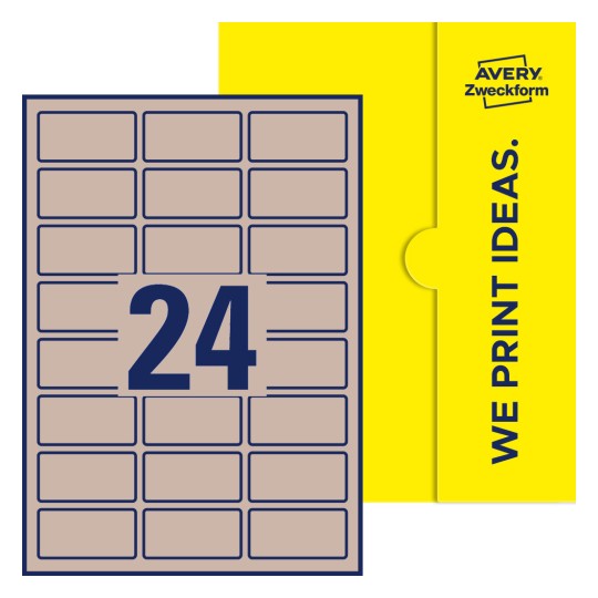 24 st. etiketter per ark. - Fyrkantiga etiketter, 60 x 30 mm