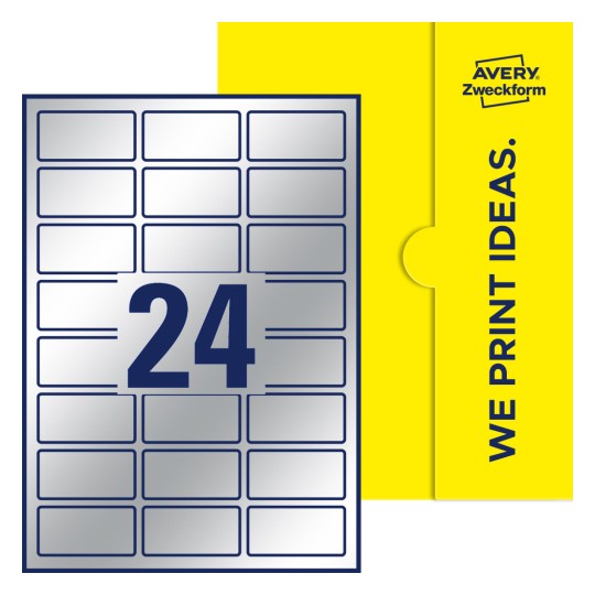 24 st. etiketter per ark. - Fyrkantiga etiketter, 60 x 30 mm