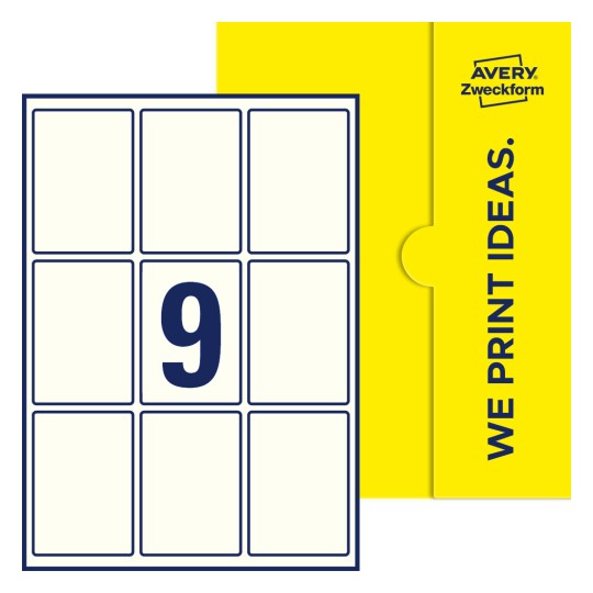 9 st. etiketter per ark. - Fyrkantiga etiketter, 62 x 89 mm
