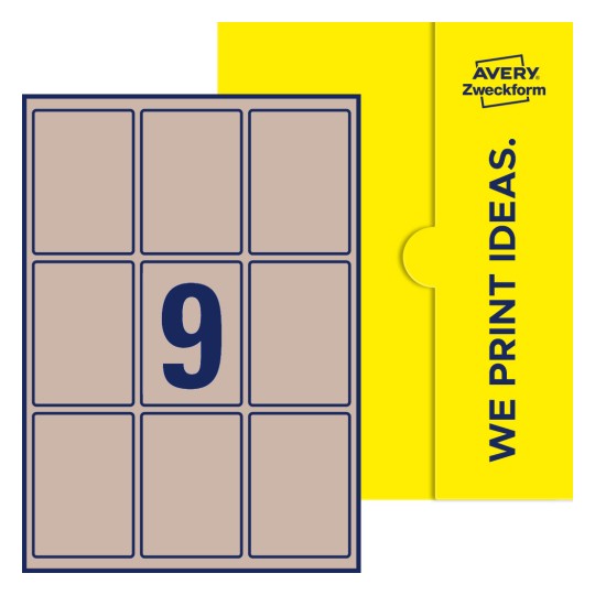 9 st. etiketter per ark. - Fyrkantiga etiketter, 62 x 89 mm