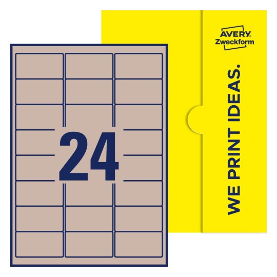 24 st. etiketter per ark. - Fyrkantiga etiketter, 63,5 x 33,9 mm
