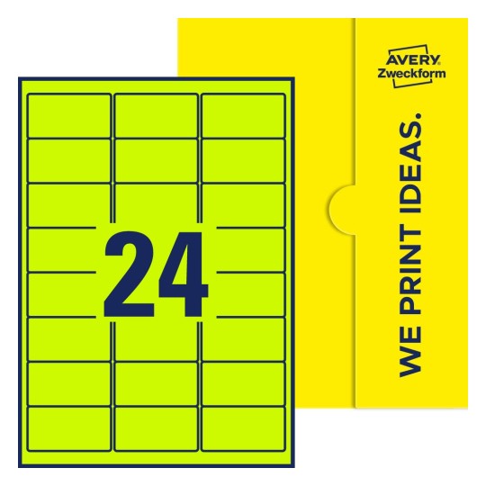 24 st. etiketter per ark. - Fyrkantiga etiketter, 63,5 x 33,9 mm