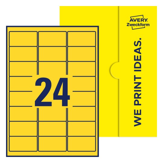 24 st. etiketter per ark. - Fyrkantiga etiketter, 63,5 x 33,9 mm