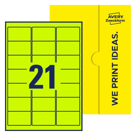 21 st. etiketter per ark. - Fyrkantiga etiketter, 63,5 x 38,1 mm