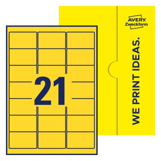 21 st. etiketter per ark. - Fyrkantiga etiketter, 63,5 x 38,1 mm