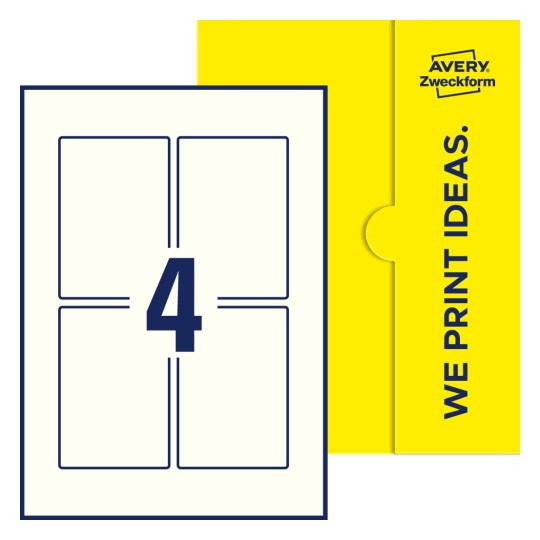 4 st. etiketter per ark. - Fyrkantiga etiketter, 75 x 110 mm