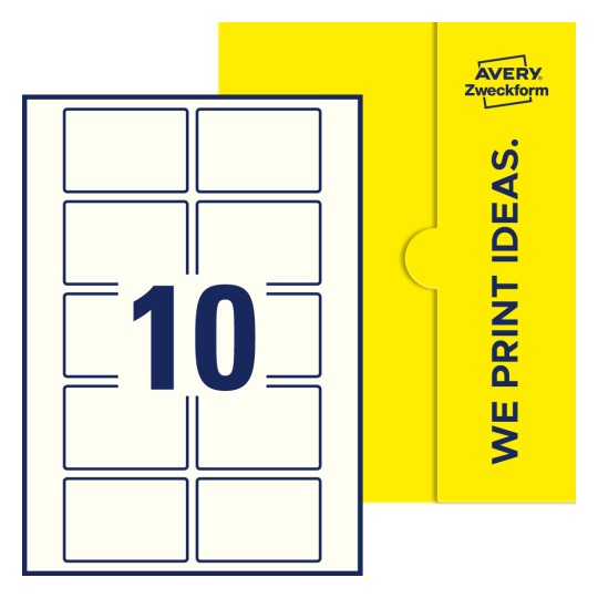 10 st. etiketter per ark. - Fyrkantiga etiketter, 76 x 51 mm