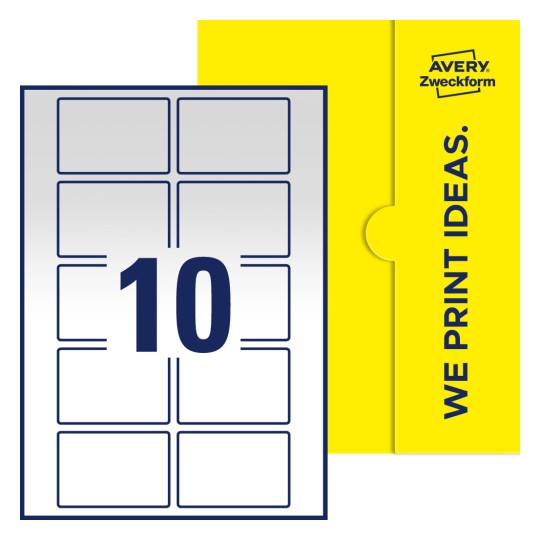 10 st. etiketter per ark. - Fyrkantiga etiketter, 76 x 51 mm