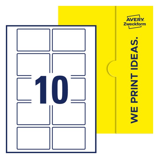 10 st. etiketter per ark. - Fyrkantiga etiketter, 76 x 51 mm
