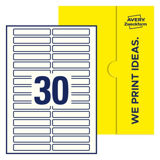 30 st. etiketter per ark. - Fyrkantiga etiketter, 85 x 14 mm