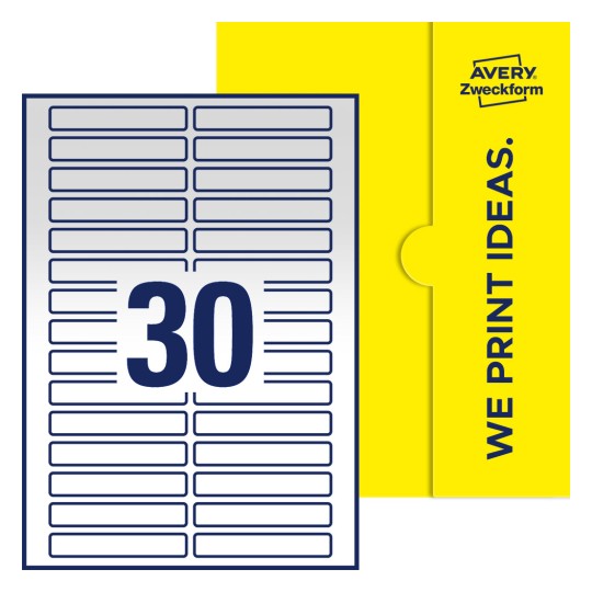 30 st. etiketter per ark. - Fyrkantiga etiketter, 85 x 14 mm