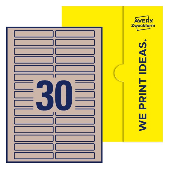 30 st. etiketter per ark. - Fyrkantiga etiketter, 85 x 14 mm