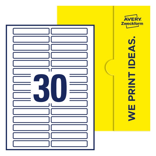 30 st. etiketter per ark. - Fyrkantiga etiketter, 85 x 14 mm