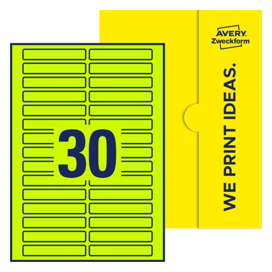 30 st. etiketter per ark. - Fyrkantiga etiketter, 85 x 14 mm