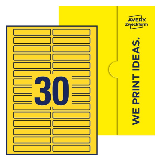 30 st. etiketter per ark. - Fyrkantiga etiketter, 85 x 14 mm