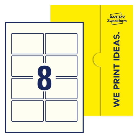 8 st. etiketter per ark. - Fyrkantiga etiketter, 85 x 55 mm