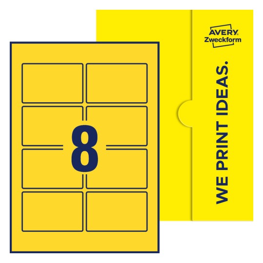 8 st. etiketter per ark. - Fyrkantiga etiketter, 85 x 55 mm