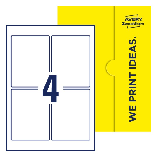 4 st. etiketter per ark. - Fyrkantiga etiketter, 90 x 120 mm