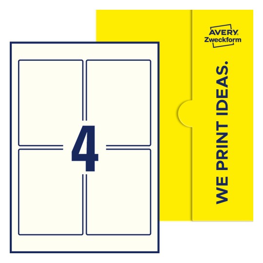 4 st. etiketter per ark. - Fyrkantiga etiketter, 90 x 120 mm