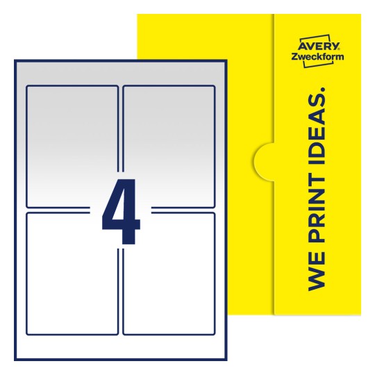 4 st. etiketter per ark. - Fyrkantiga etiketter, 90 x 120 mm