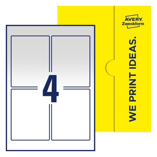 4 st. etiketter per ark. - Fyrkantiga etiketter, 90 x 120 mm