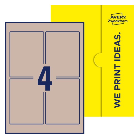 4 st. etiketter per ark. - Fyrkantiga etiketter, 90 x 120 mm