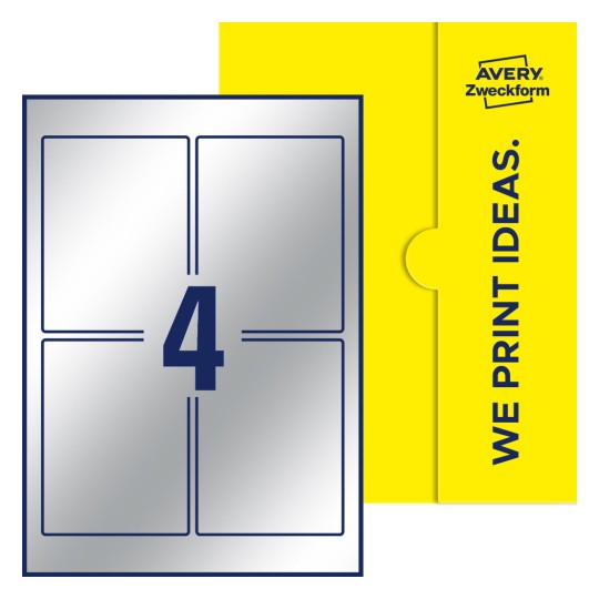 4 st. etiketter per ark. - Fyrkantiga etiketter, 90 x 120 mm