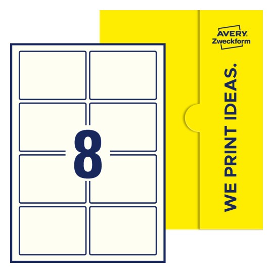 8 st. etiketter per ark. - Fyrkantiga etiketter, 90 x 65 mm