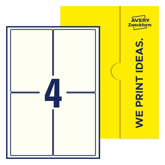 4 st. etiketter per ark. - Fyrkantiga etiketter, 94 x 140 mm