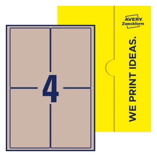 4 st. etiketter per ark. - Fyrkantiga etiketter, 94 x 140 mm