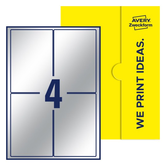 4 st. etiketter per ark. - Fyrkantiga etiketter, 94 x 140 mm