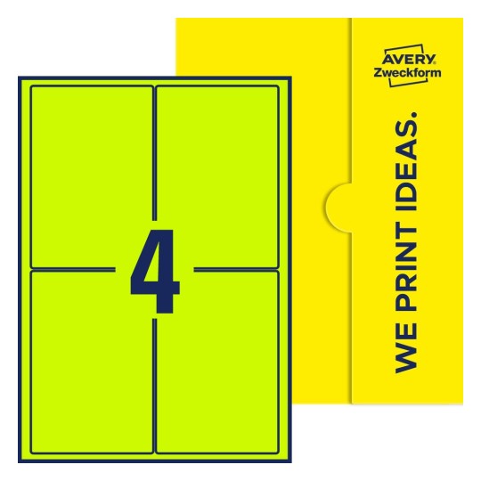 4 st. etiketter per ark. - Fyrkantiga etiketter, 94 x 140 mm