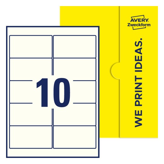 10 st. etiketter per ark. - Fyrkantiga etiketter, 96 x 50,8 mm