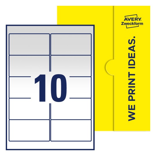 10 st. etiketter per ark. - Fyrkantiga etiketter, 96 x 50,8 mm